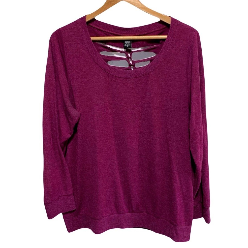 Torrid Women's Purple Long Sleeve Lattice Cutout Sweatshirt Top Plus Size 1
